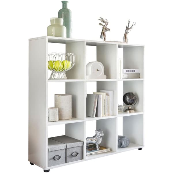 Rootz Design kirjahylly 9 lokerolla Valkoinen 108 x 104 x 29 cm - Lattiahylly puinen hylly vapaasti seisova - Taittohylly Jakaja Cube hylly moderni -