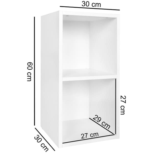 Rootz teline hylly puinen 30x60x30 cm moderni valkoinen hylly pieni - Valkoinen Seinähylly Säilytyshylly Kapea - Pieni kirjahylly 2 hyllyä - Kapea des