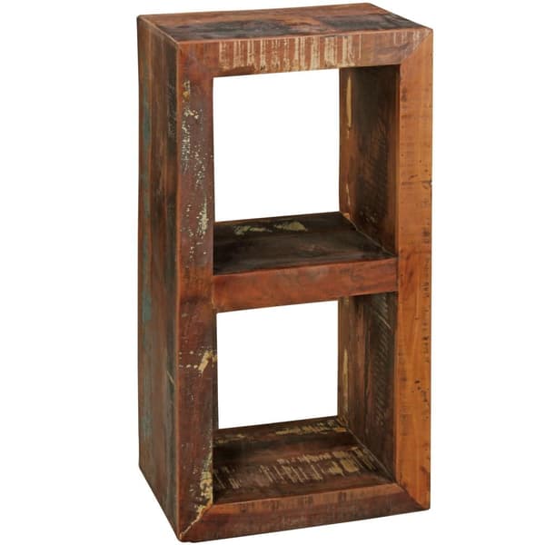 Rootz hylde 45 x 35 x 90 cm Bogreol Mango massivt træ - Designhylde 2 hylder Shabby Genbrug Bådtræ
