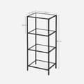 Miniatyrbillede 3 af 7: Rootz Ståhylde - Metalhylde - Fritstående reol - Med 4 hylder - Metal/Glas - Sort - 40 x 30 x 95 cm