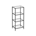 Miniatyrbillede 1 af 7: Rootz Ståhylde - Metalhylde - Fritstående reol - Med 4 hylder - Metal/Glas - Sort - 40 x 30 x 95 cm