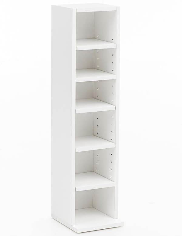 Rootz Design kirjahylly 21x91x20cm, 6 lokeroa Valkoinen - Lattiahylly puinen hylly vapaasti seisova - Kenkäteline puinen käytävä - Kapea seinähylly la