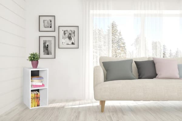 Rootz stativ hylde træ 30x60x30 cm moderne hvid sort hylde lille - Væghylde opbevaringshylde smal - Lille reol 2 hylder - smal design træhylde nichehy