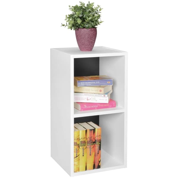 Rootz stativ hylde træ 30x60x30 cm moderne hvid sort hylde lille - Væghylde opbevaringshylde smal - Lille reol 2 hylder - smal design træhylde nichehy