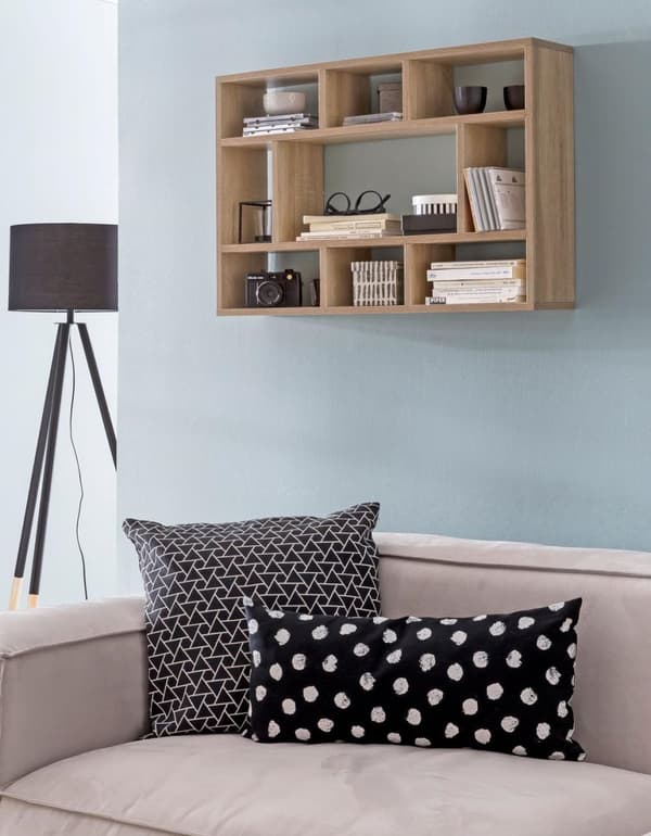 Rootz væghylde Sonoma eg 75x51x16 cm træ hængehylde moderne - Design vægplade frit svævende - Træhylde til væggen - Reol Smal - Dekorativ hylde svæven