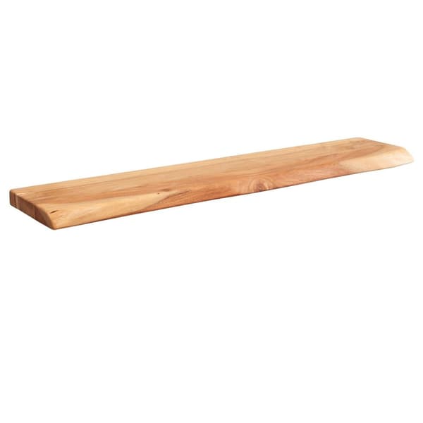 Rootz vägghylla med trädkant massivt akaciaträ 80 cm - Design flytande hylla massiv väggskiva - hylla trä naturlig - hänghylla i lantlig stil