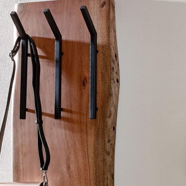 Rootz design klädhängare akacia massivt trä - metall 35,5 x 100 x 11 cm - Krokstång 2-radig hall klädhängare vägg - Garderobsträ