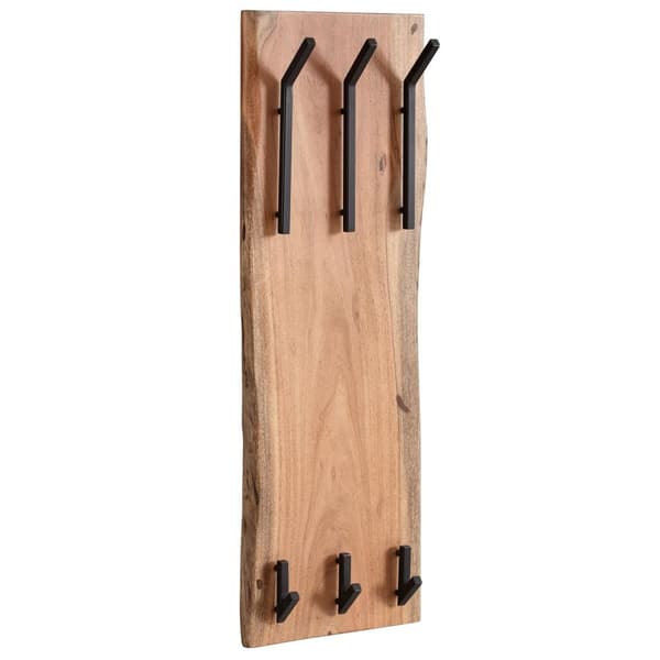 Rootz design klädhängare akacia massivt trä - metall 35,5 x 100 x 11 cm - Krokstång 2-radig hall klädhängare vägg - Garderobsträ