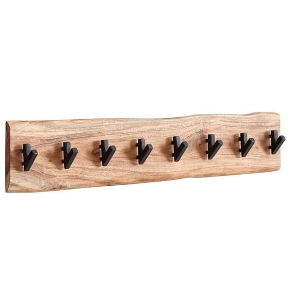 Rootz design knagerække akacie massivt træ - metal 90 x 19 x 9 cm - Krogestang hall knagerække væg - Garderobe træ