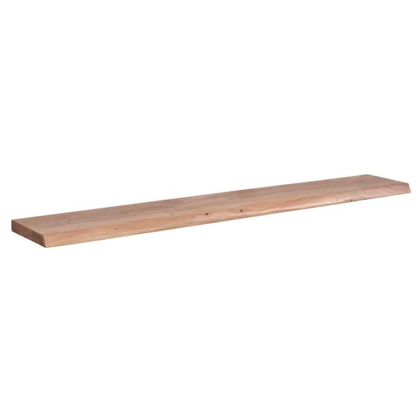 Rootz vägghylla med trädkant massivt akaciaträ 160 cm - Design flytande hylla massiv väggskiva - hylla trä naturlig - hänghylla i lantlig stil