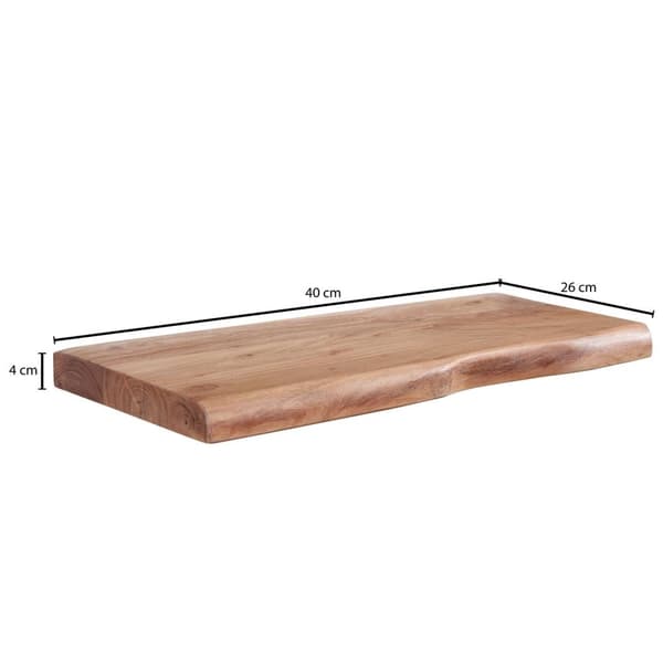 Rootz seinähylly puunreunalla massiivi akaasiapuuta 40 cm - Design kelluva hylly massiiviseinälevy - hyllypuu luonnonmukainen - Maalaistyylinen riippu