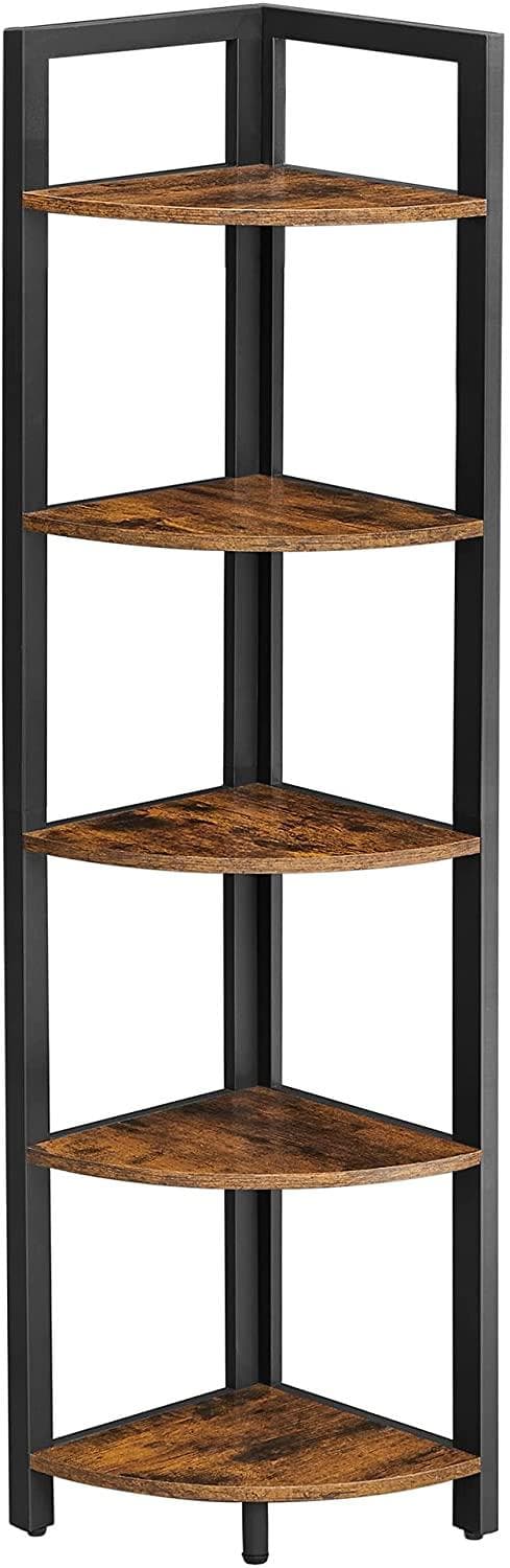 Rootz Hjørneskab - Reol - Hylde - Metal - Forarbejdet træ - Brun - Sort - 30 x 30 x 150 cm