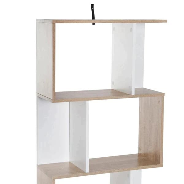 Rootz Bogreol - Fire-lags S-formet bogreol - Hvid & Eg Tone - 60W x 24D x 148H cm