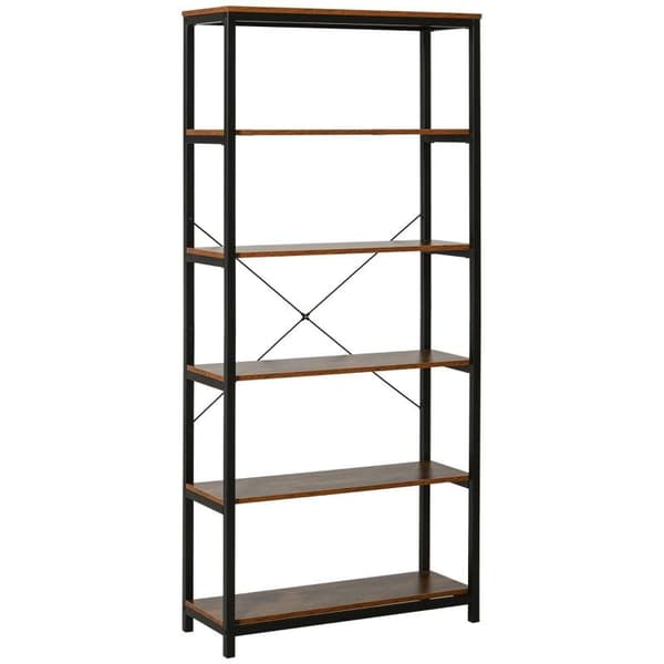Rootz Boghylde - Reol - Opbevaringshylde - Udstillingsstativ - 6 Etager - Stuehylde - Brun - 80 x 30 x 180 cm
