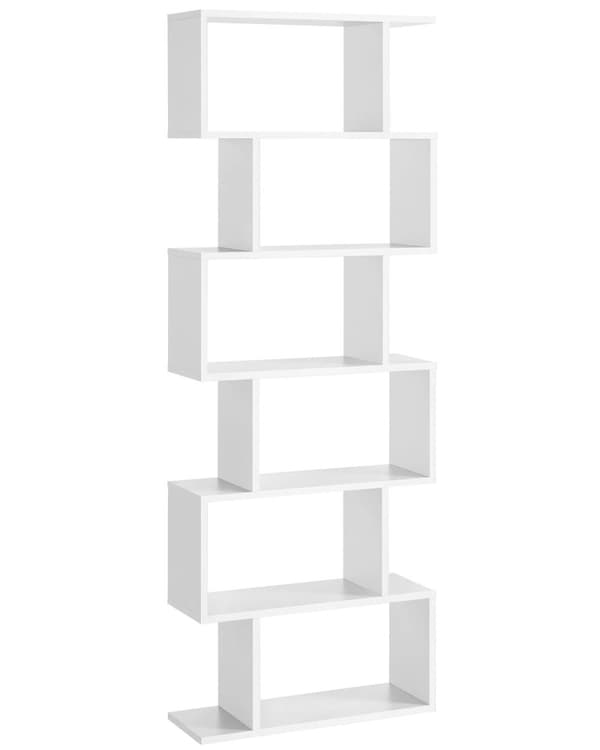 Rootz Reol - Hylde med 6 niveauer - Gulvstående hylde - Kontorhylde - Stue, soveværelse og kontor - Hvid - (24 x 70 x 190,5 cm)
