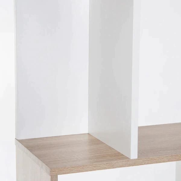 Rootz reol - S Shape reol - 5-lags - Brun/Hvid - 60 cm x 24 cm x 184,5 cm