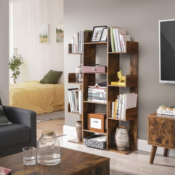 Rootz Bokhylla med 13 fack - Bokställ - Bokstöd - Fristående skåp - Trä - Industriell - Brun - 86 x 25 x 140 cm