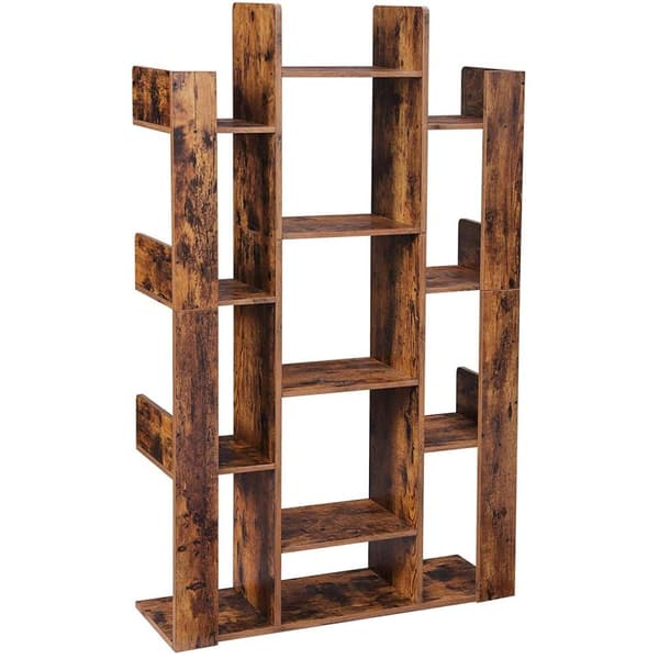 Rootz Bokhylla med 13 fack - Bokställ - Bokstöd - Fristående skåp - Trä - Industriell - Brun - 86 x 25 x 140 cm