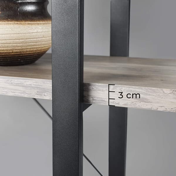 Rootz-kirjahylly - Vintage-kaappi - Kirjahyllyt - 5 kerrosta - harmaa/musta - 105 x 33,5 x 177,5 cm (PxLxK)