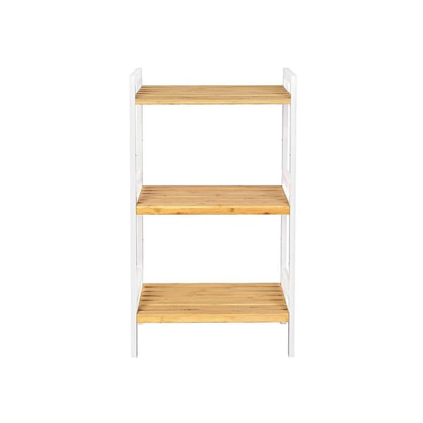 Rootz Reol - Reol - Reol - Bambus reol - Køkkenhylde - Opbevaringshylde - Køkkenreol - Køkkenreol - Bambus - Hvid-Naturlig - 45 x 31,5 x 80 cm (B x D