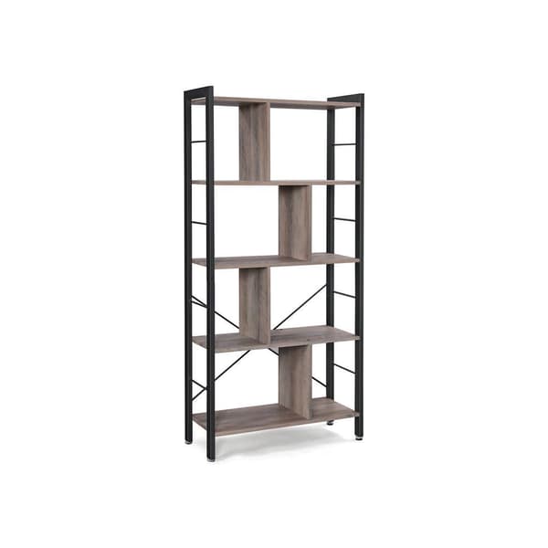 Rootz 2 Reol - Reoler - Industriel - Træ - Jernramme - Grå / Sort - 74 x 30 x 154,5 cm (LxBxH)