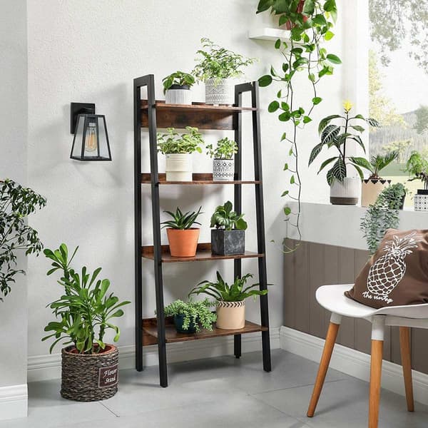 Rootz Ladderkast - Stående reol 4 lag - Industriel - Brun - 56 x 34 x 137,5 cm (LxBxH)