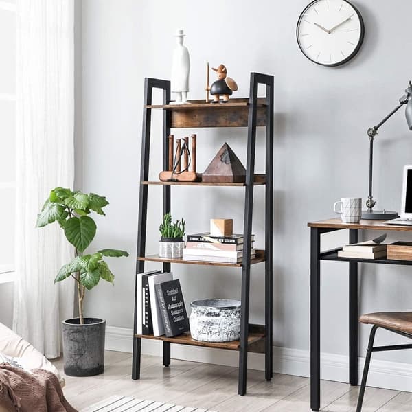 Rootz Ladderkast - Stående reol 4 lag - Industriel - Brun - 56 x 34 x 137,5 cm (LxBxH)