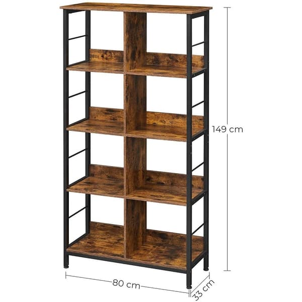 Rootz reol - Opbevaringsskab - 8 rum - Brun - Sort - Forarbejdet træ - Metal - 80 x 33 x 149 cm
