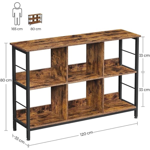 Rootz Bogreol - Rumskab - Opbevaringsskab - Brun - Sort - Forarbejdet træ - Metal - 120 x 33 x 80 cm