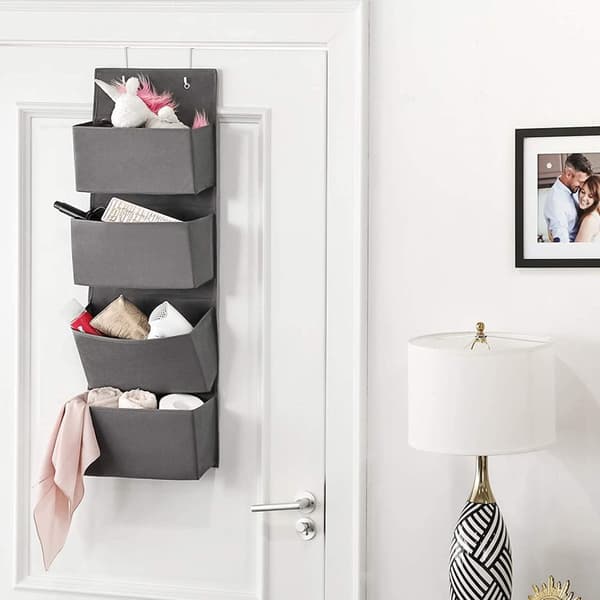 Rootz Door Organizer - Hængende - 4 rum - Opbevaringsplads - Grå - Plast - Pap - 33,5 x 12 x 100 cm