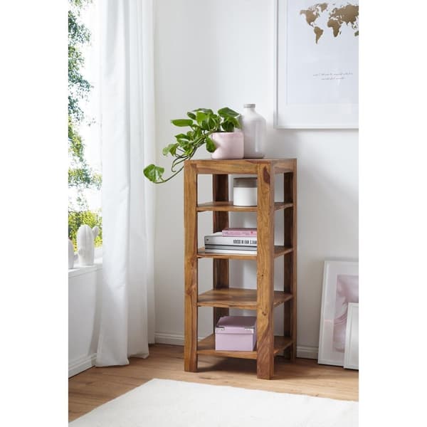 Rootz kirjahylly - Säilytyskaappi - 5 tasoa - Massiivipuu - - 44 x 44 x 105 cm - Ruskea