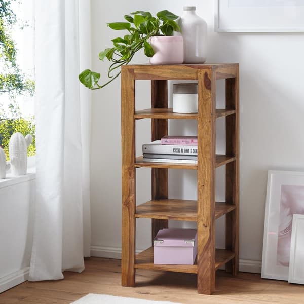 Rootz kirjahylly - Säilytyskaappi - 5 tasoa - Massiivipuu - - 44 x 44 x 105 cm - Ruskea