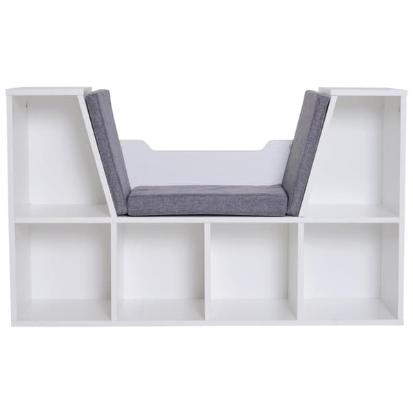Nancy's Torrance Boekenkast - Zitkast - Spaanplaat - 6 Vlakken - Leeshoek - Wit/Grijs