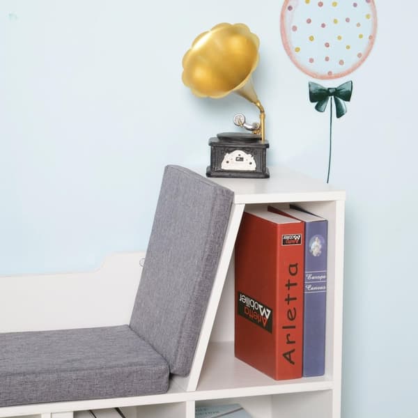 Nancy's Torrance Boekenkast - Zitkast - Spaanplaat - 6 Vlakken - Leeshoek - Wit/Grijs