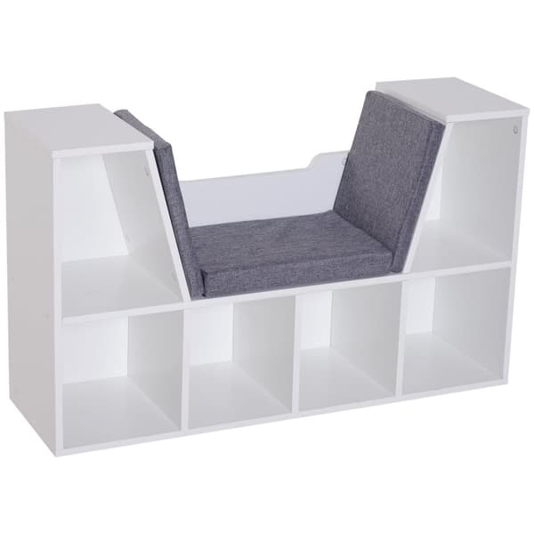 Nancy's Torrance Boekenkast - Zitkast - Spaanplaat - 6 Vlakken - Leeshoek - Wit/Grijs