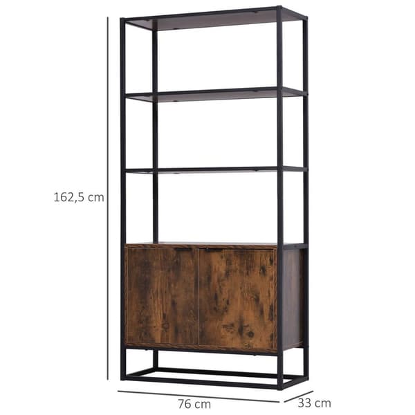 Rootz kirjahylly seisova hylly - maalaismainen ruskea - lastulevy, metalli - 29,92 cm x 12,99 cm x 63,98 cm