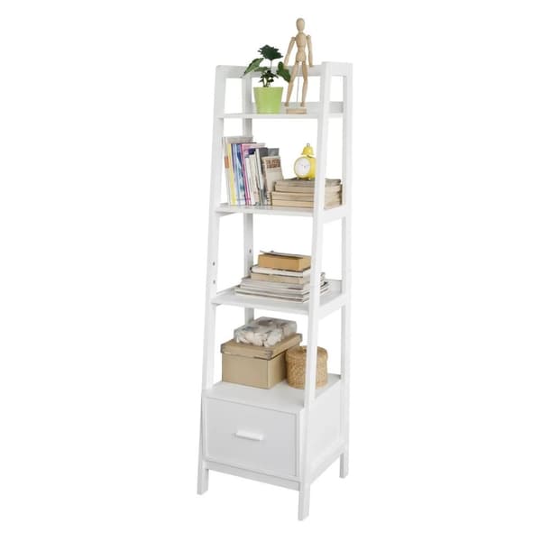 Rootz White Storage Display Hyllyt Tikkaat Hylly Kirjahylly laatikolla ja 4 hyllyllä