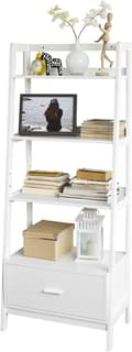 Miniatyrbild 1 av 7: Rootz White Förvaringsdisplay Hyllplan Stege Hylla Bokhylla med låda och 4 hyllor