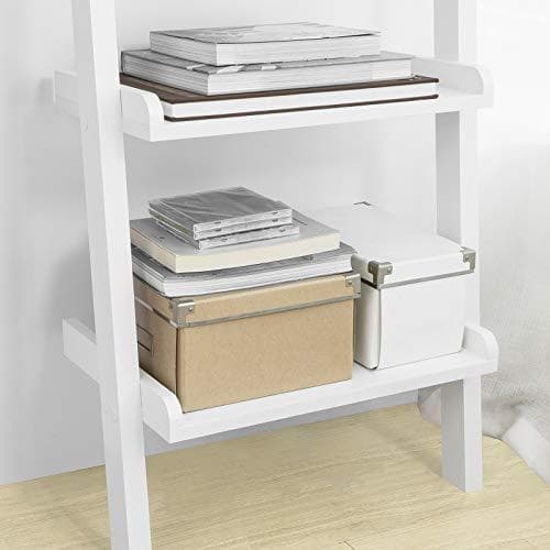 Rootz White Modern 5 Tasor Puiset Tikkaat Hylly-Säilytys Esittely Hyllyt Seinähylly Kirjahylly