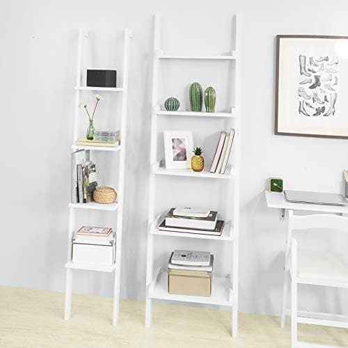 Rootz White Modern 5 Tasor Puiset Tikkaat Hylly-Säilytys Esittely Hyllyt Seinähylly Kirjahylly