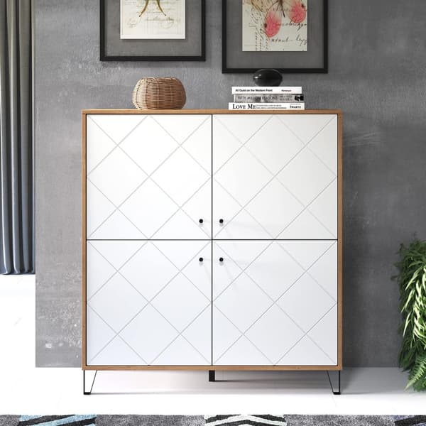 Rootz Bathroom Dresser - Storage Cabinet - Bath Organizer - Scandinavian Design - White Matt with Artisan Oak - 36x79x29 cm