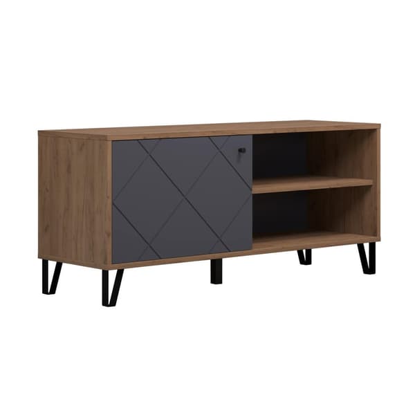 Rootz TV Lowboard - Television Stand - Media Console - Entertainment Center - TV Cabinet - Display Unit - Storage Shelf - Oak Kraft Gold/Graphite - 12