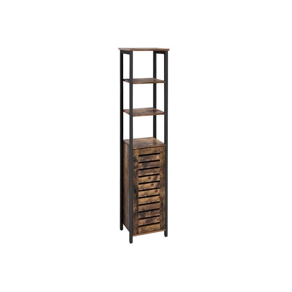 Rootz seisova hylly - korkea kaappi - teollisuustyylinen korkea kaappi - korkea kaappi säleikköllä - lastulevy/rautakehys - Vintage - 37 x 30 x 167 cm
