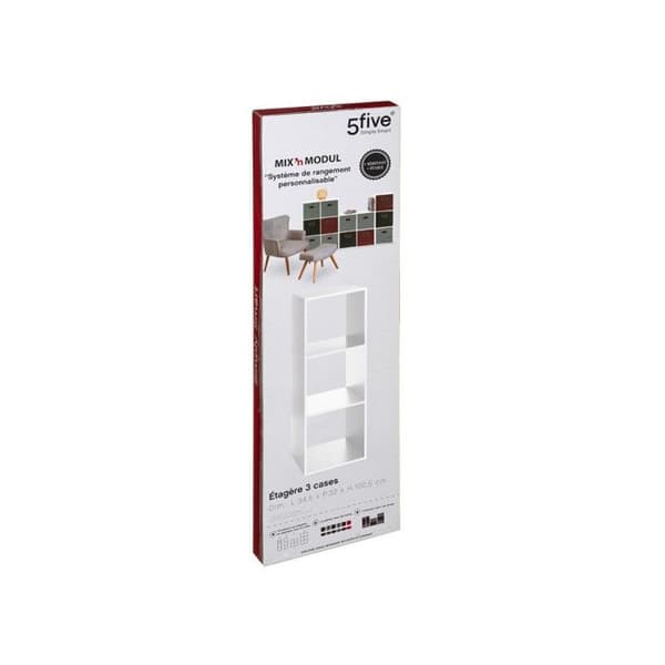 Kolonnhylla 3 fack Mix "Oak effect" White Atmosphera