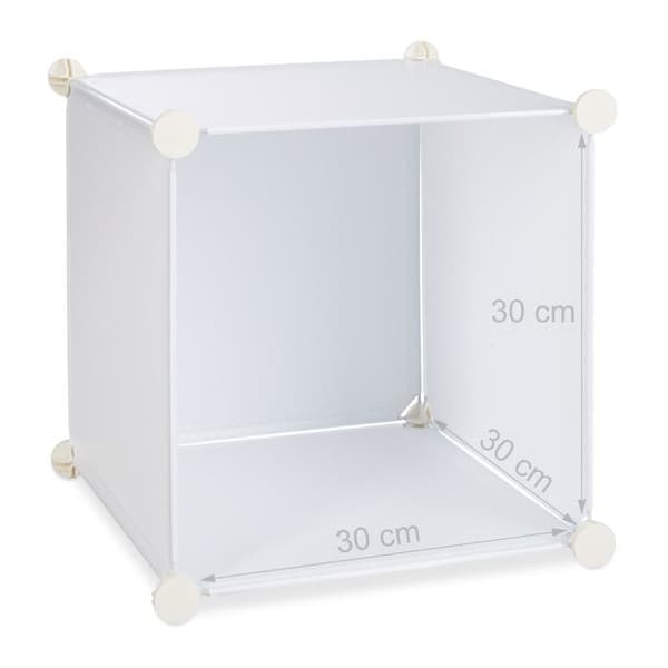 Relaxdays Förvaringshylla 9 fack plastdörrar modulär DIY montering plug-in bokhylla 95x95x32 cm, vit