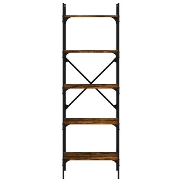 vidaXL bogreol med 5 hylder 56x31,5x174 cm konstrueret træ røget eg