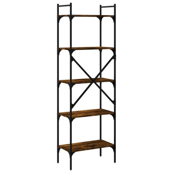 vidaXL bogreol med 5 hylder 56x31,5x174 cm konstrueret træ røget eg