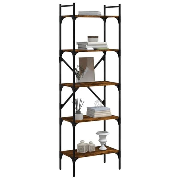 vidaXL bogreol med 5 hylder 56x31,5x174 cm konstrueret træ røget eg