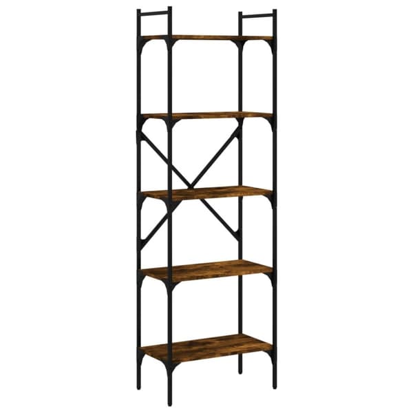vidaXL bogreol med 5 hylder 56x31,5x174 cm konstrueret træ røget eg