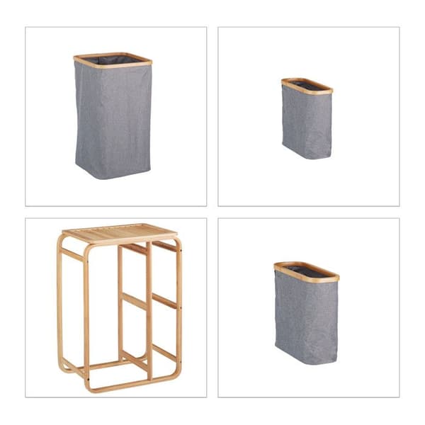 Relaxdays Tvättmöbel, 3 lådor, bambu, hylla för badrum med fack, HLP 70x49x33,5 cm, natur/grå